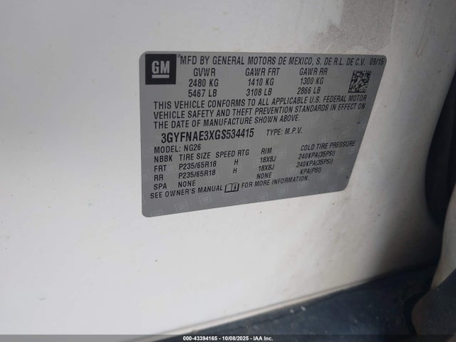 2016 CADILLAC SRX 3GYFNAE3XGS534415 Photo 8