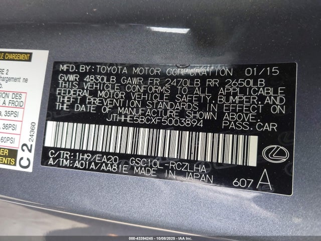 Lexus 2gr-fse 2015 JTHHE5BCXF5003894 Image 9