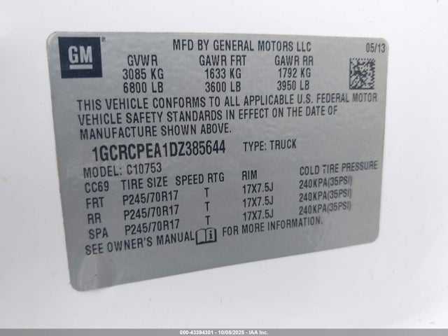Продажа на аукционе авто 2013 Chevrolet Silverado 1500 Work Truck, vin: 1GCRCPEA1DZ385644, номер лота: 43394301