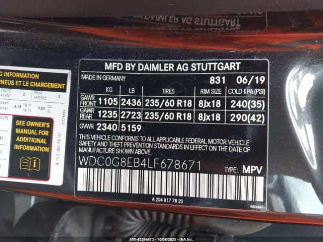 2020 MERCEDES-BENZ GLC WDC0G8EB4LF678671 Photo 8