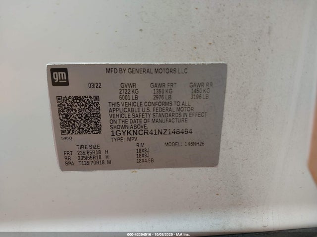 2022 CADILLAC XT5 1GYKNCR41NZ148494 Photo 8
