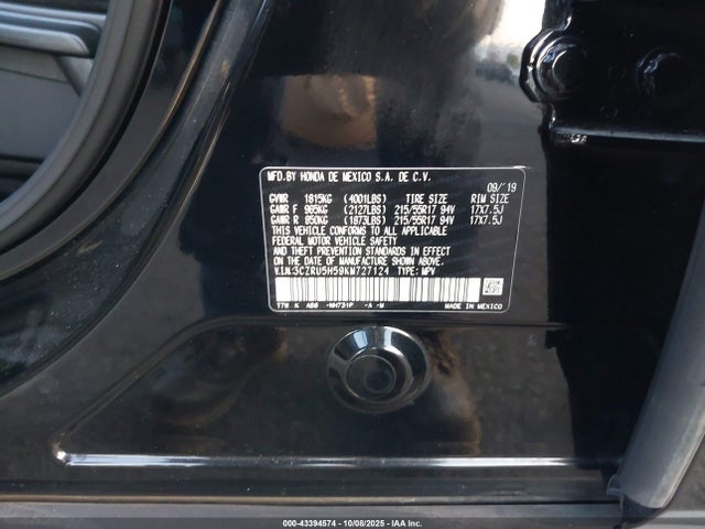 3CZRU5H59KM727124 Honda r18z9