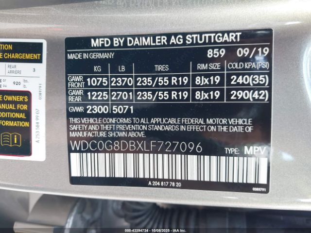 2020 MERCEDES-BENZ GLC 300 WDC0G8DBXLF727096 Photo 8