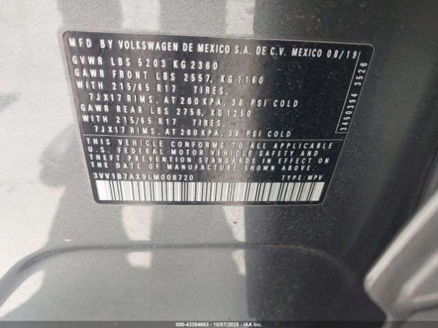 2020 VOLKSWAGEN TIGUAN 3VV1B7AX9LM008720 Photo 8