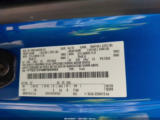 Ford 4v 2021 1FTEX1CP4MFB55492 Image 9