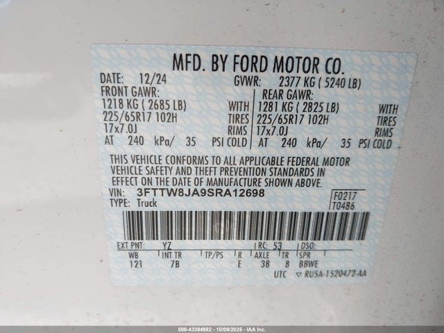 3FTTW8JA9SRA12698 Ford Maverick