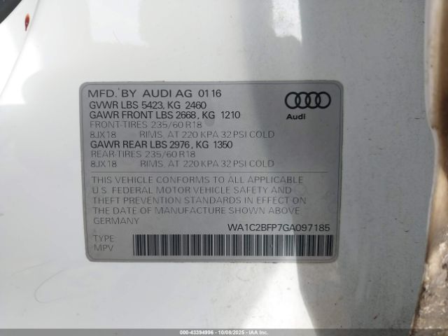 2016 AUDI Q5 WA1C2BFP7GA097185 Photo 8