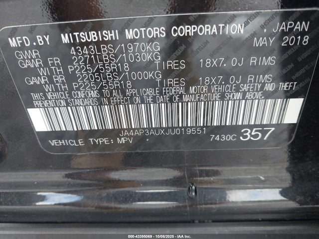 2018 MITSUBISHI OUTLANDER SPORT JA4AP3AUXJU019551 Photo 8