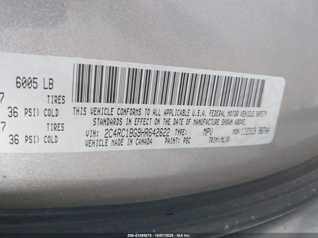 Chrysler Pacifica 2017 2C4RC1BG9HR642622 Image 9