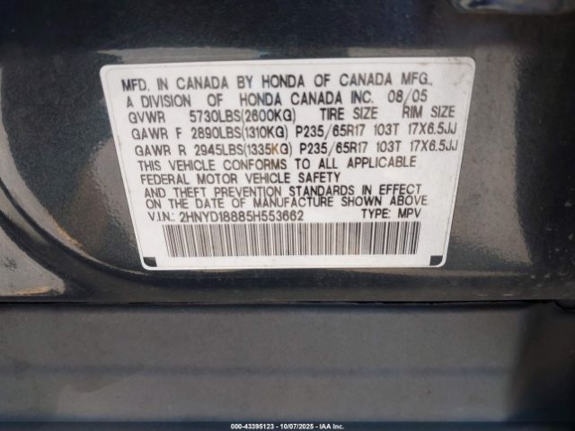 2005 ACURA MDX 2HNYD18885H553662 Photo 8