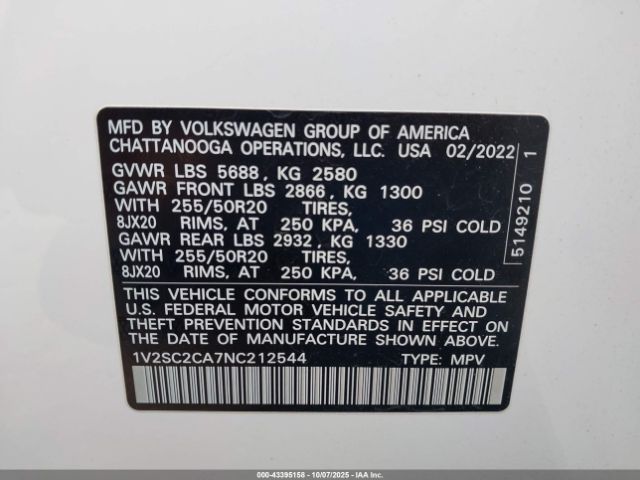 2022 VOLKSWAGEN ATLAS CROSS SPORT 1V2SC2CA7NC212544 Photo 8