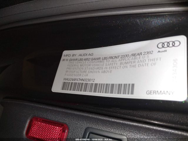 2017 AUDI A4 WAULNAF47HN023012 Photo 8