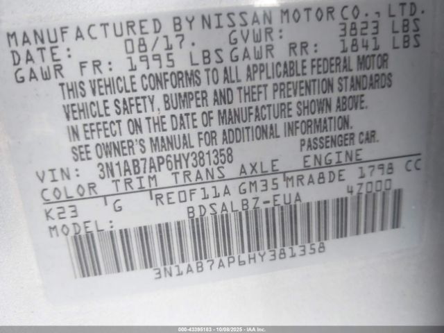 2017 NISSAN SENTRA 3N1AB7AP6HY381358 Photo 8
