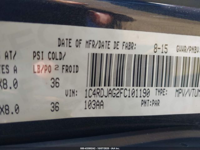 2015 DODGE DURANGO 1C4RDJAG2FC101190 Photo 8