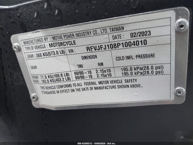 Продаж на аукціоні авто 2023 Genuine Scooter Co. Buddy Kick, vin: RFVJFJ108P1004010, номер лоту: 43395312