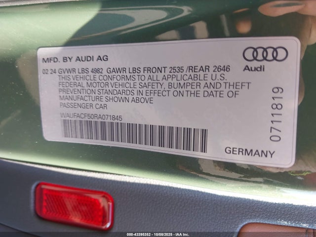 2024 AUDI A5 SPORTBACK WAUFACF50RA071845 Photo 8