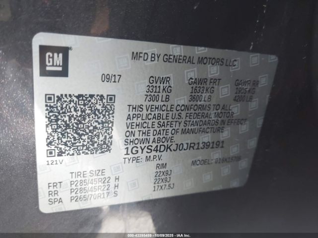 2018 CADILLAC ESCALADE 1GYS4DKJ0JR139191 Photo 8