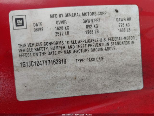 2000 CHEVROLET CAVALIER 1G1JC1247Y7162818 Photo 8