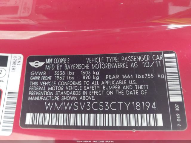 2012 MINI COOPER S WMWSV3C53CTY18194 Photo 8