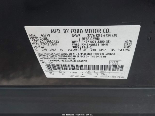 2018 FORD EXPLORER 1FM5K7B83JGB85273 Photo 8