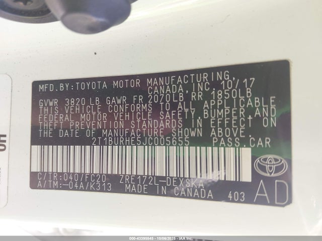 Toyota 2zr-fe 2018 2T1BURHE5JC005655 Image 9