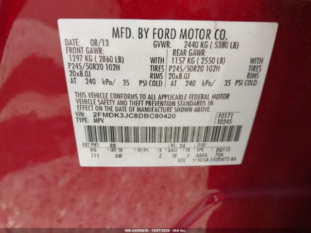 2013 FORD EDGE 2FMDK3JC8DBC80420 Photo 8