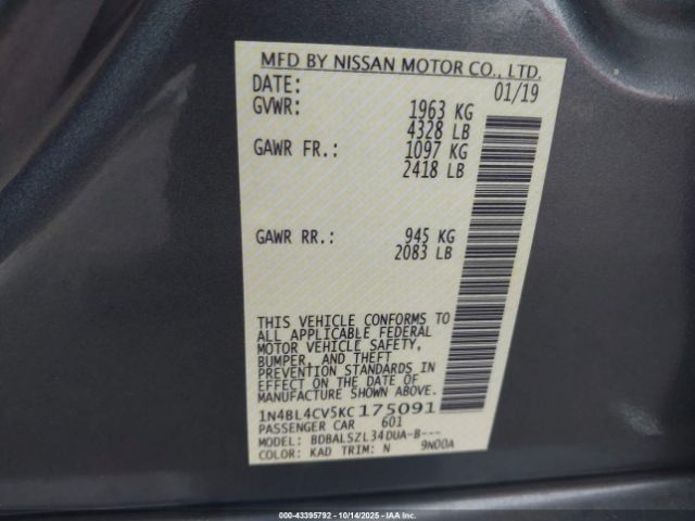 2019 NISSAN ALTIMA 1N4BL4CV5KC175091 Photo 8