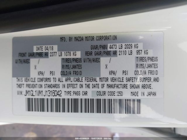 2018 MAZDA MAZDA6 JM1GL1VM1J1316042 Photo 8