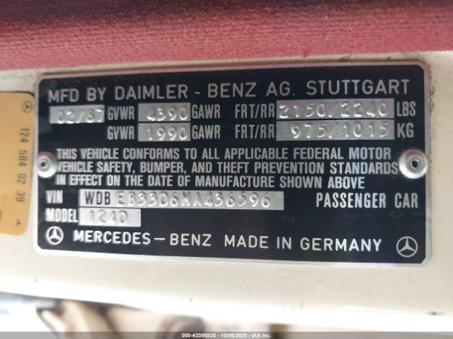 1987 MERCEDES-BENZ 300 WDBEB33D6HA436596 Photo 8