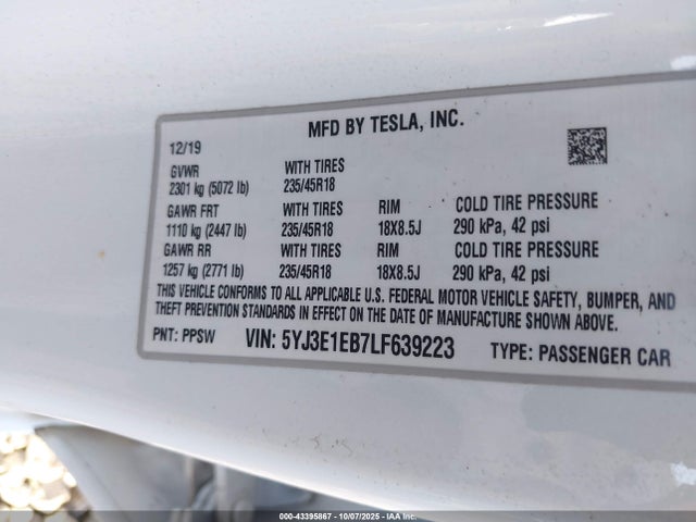 2020 TESLA MODEL 3 5YJ3E1EB7LF639223 Photo 8