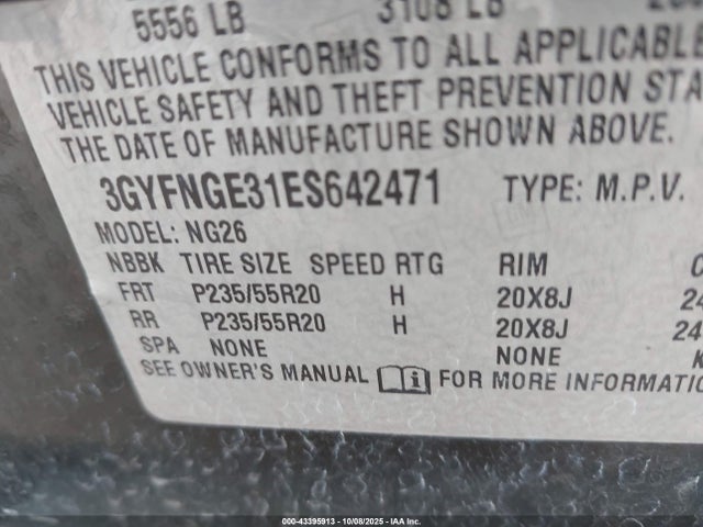3GYFNGE31ES642471 Cadillac lfx - vvt, e85 max, aluminum
