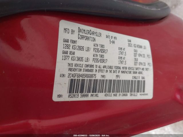 2005 CHRYSLER PACIFICA 2C4GF68485R668875 Photo 8