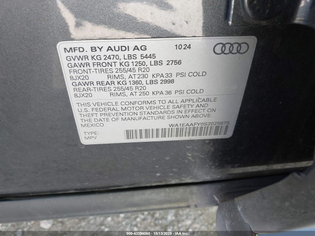 2025 AUDI Q5 WA1EAAFY0S2025875 Photo 8