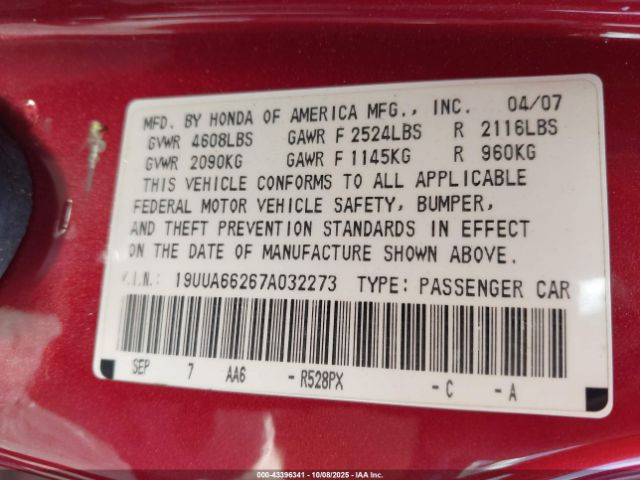 2007 ACURA TL 19UUA66267A032273 Photo 8