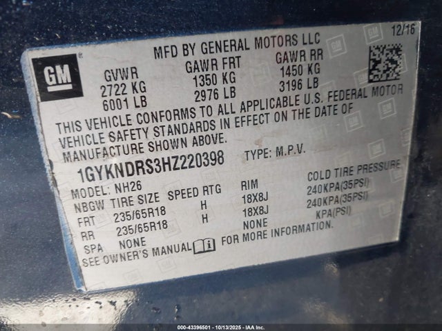 2017 CADILLAC XT5 1GYKNDRS3HZ220398 Photo 8