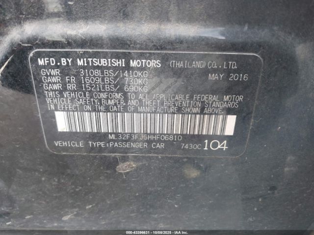 2017 MITSUBISHI MIRAGE G4 ML32F3FJ5HHF06810 Photo 8