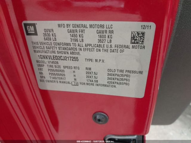 2012 CHEVROLET TRAVERSE 1GNKVLED2CJ217255 Photo 8