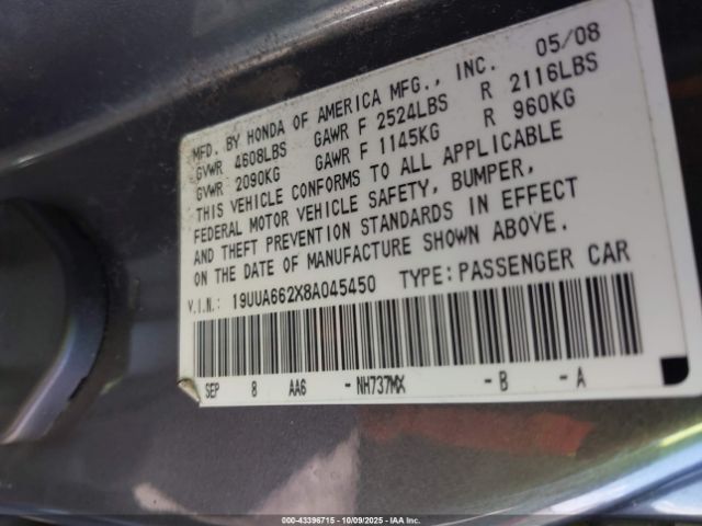 2008 ACURA TL 19UUA662X8A045450 Photo 8