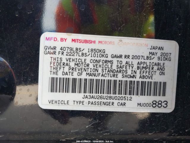 2008 MITSUBISHI LANCER JA3AU26U28U020512 Photo 8