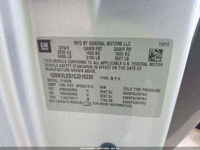 2012 CHEVROLET TRAVERSE 1GNKVLED1CJ216226 Photo 8