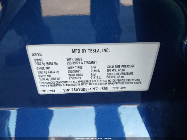 2023 TESLA MODEL Y 7SAYGDEF4PF711895 Photo 8