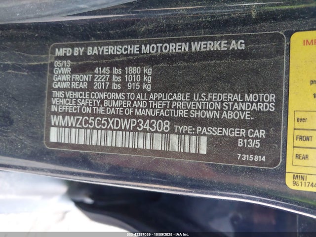 Продаж на аукціоні авто 2013 Mini Countryman Cooper S, vin: WMWZC5C5XDWP34308, номер лоту: 43397059