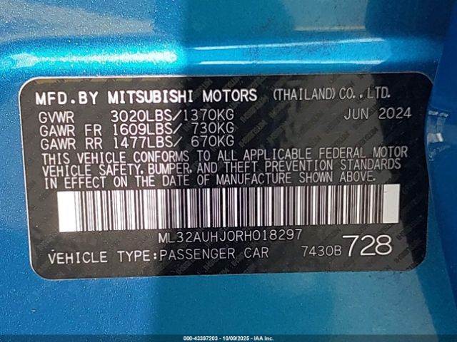 2024 MITSUBISHI MIRAGE ML32AUHJ0RH018297 Photo 8