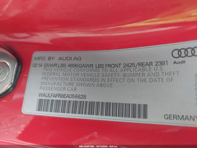 2014 AUDI A5 WAULFAFR8EA056628 Photo 8