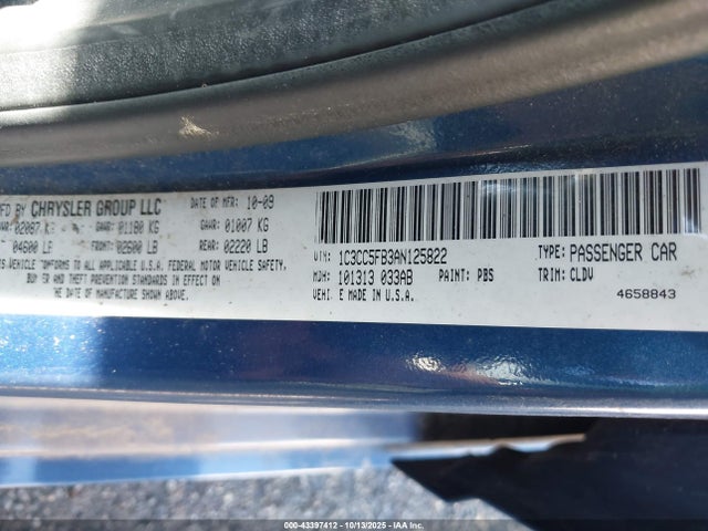 43397412 :رقم المزاد ، 1C3CC5FB3AN125822 vin ، 2010 Chrysler Sebring Limited مزاد بيع