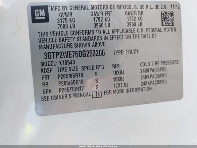 2013 GMC SIERRA 1500 3GTP2WE76DG253200 Photo 8