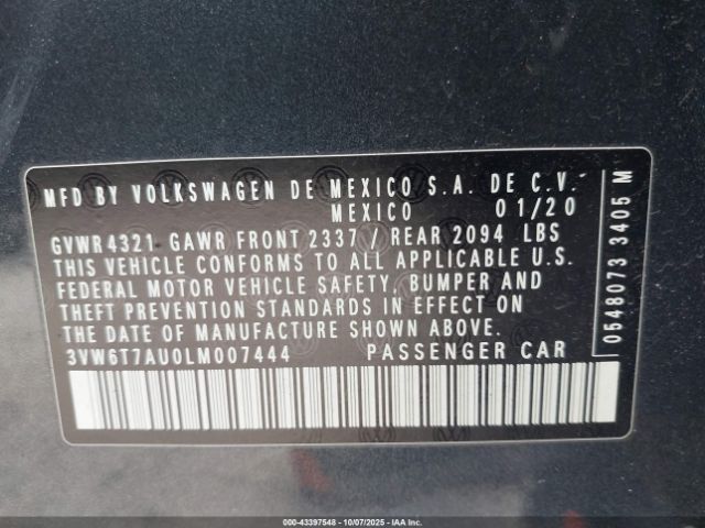 2020 VOLKSWAGEN GOLF GTI 3VW6T7AU0LM007444 Photo 8