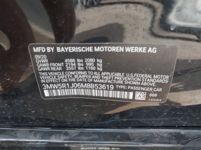 2021 BMW 330I 3MW5R1J06M8B53619 Photo 8