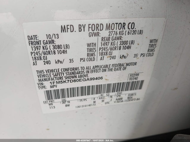 Ford Explorer 2014 1FM5K7D80EGA99406 Image 9