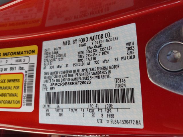 2024 FORD BRONCO SPORT 3FMCR9B68RRF26023 Photo 8